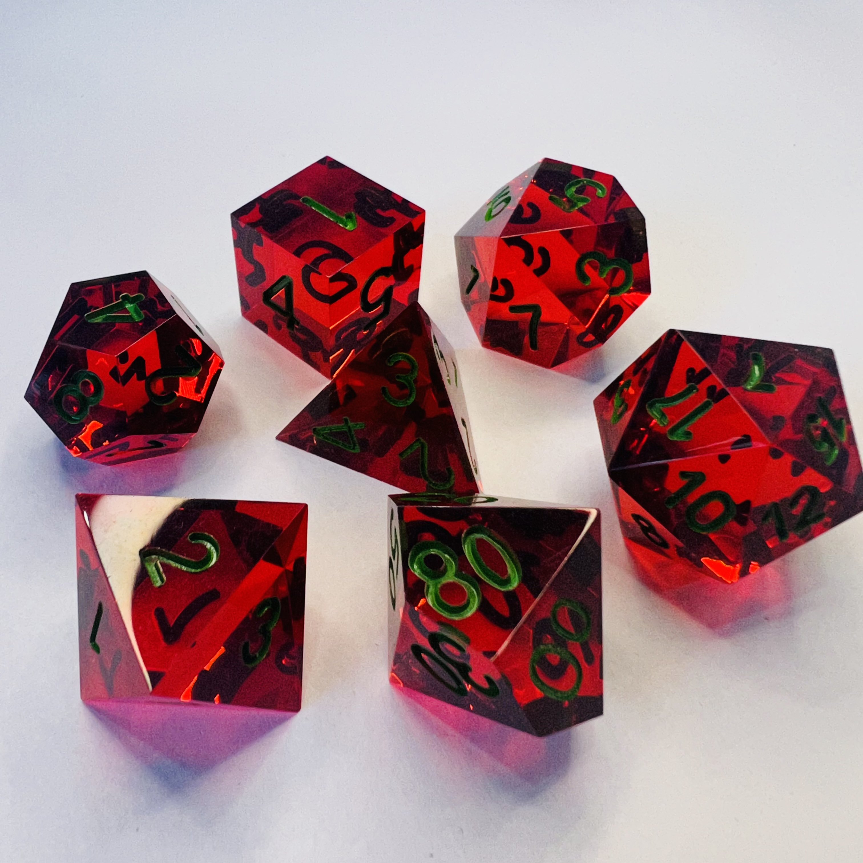 7-Piece Set Polyhedral Dice Transparent Plastic square Corner Game Cube Dice for D&D RPG Genre