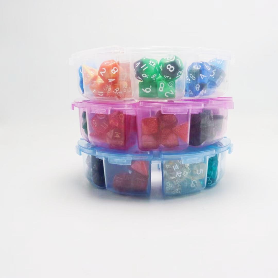 Custom engrave mini workout polyhedral plastic dice set with bag custom logo