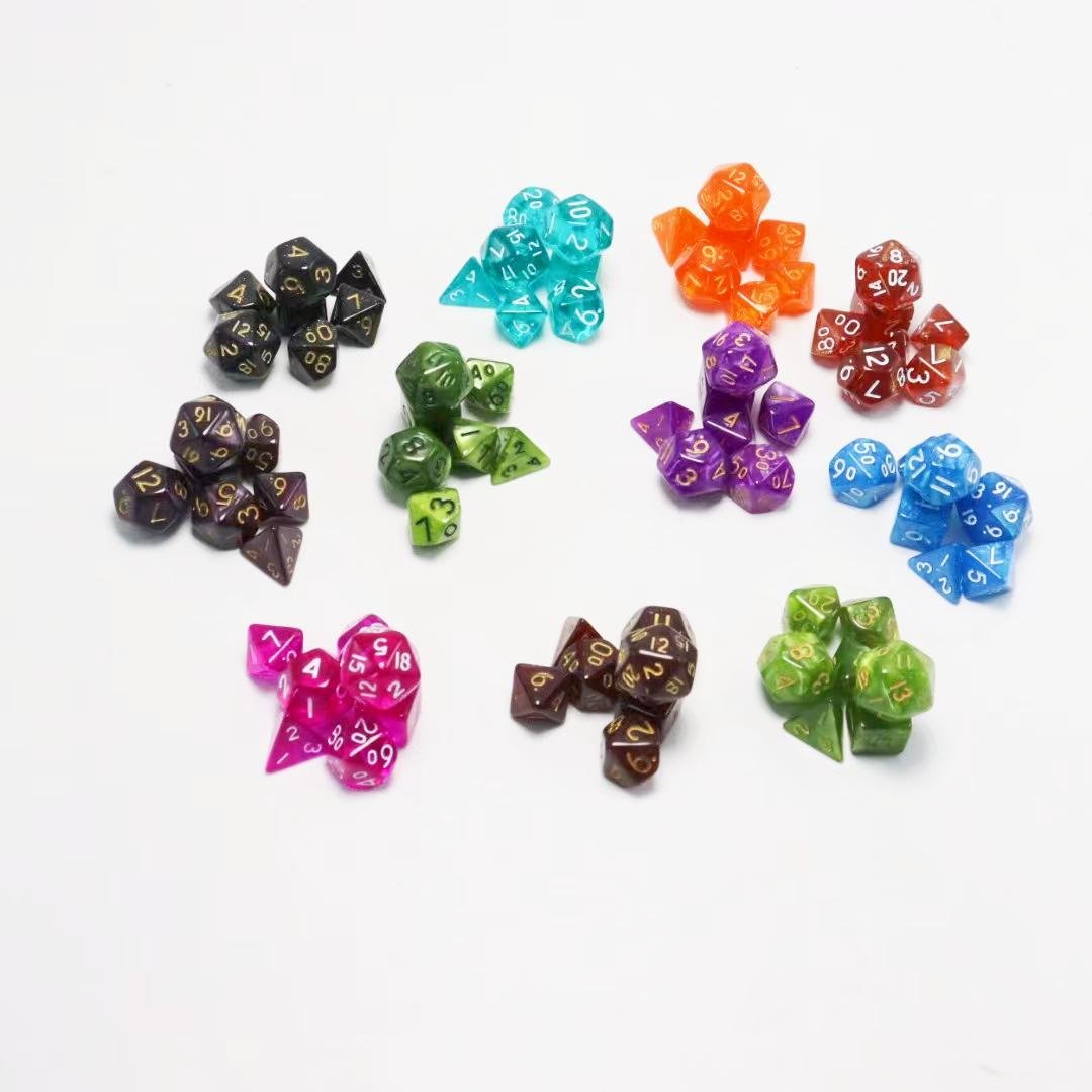 Custom engrave mini workout polyhedral plastic dice set with bag custom logo