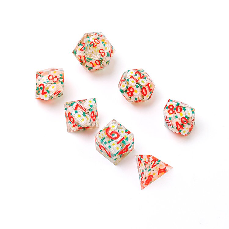 Natural Colorfu and multiple Acrylic RPG DND Flowing Series Dice For Board Playing Game