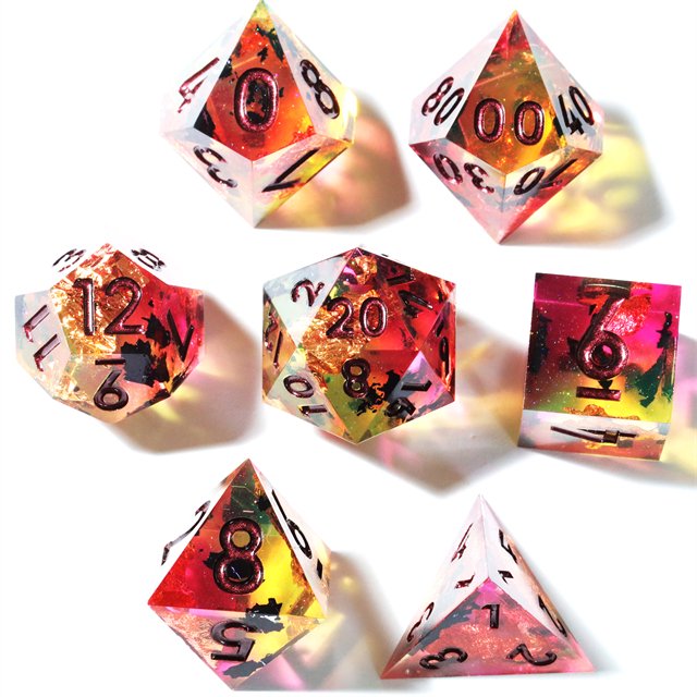 MINI PLANET Handmade Resin DND Polyhedral Board Game RPG Dragon Dungeon Dice Set with Sharp Edges Customizable Mini Planet Dice