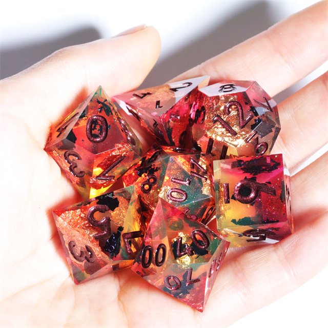 MINI PLANET Handmade Resin DND Polyhedral Board Game RPG Dragon Dungeon Dice Set with Sharp Edges Customizable Mini Planet Dice
