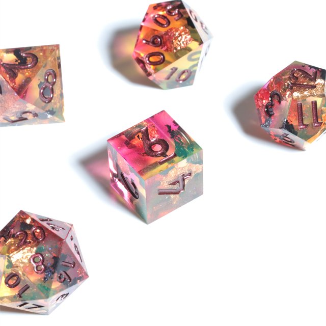 MINI PLANET Handmade Resin DND Polyhedral Board Game RPG Dragon Dungeon Dice Set with Sharp Edges Customizable Mini Planet Dice