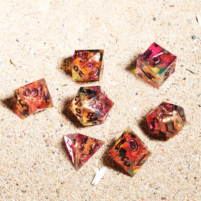MINI PLANET Handmade Resin DND Polyhedral Board Game RPG Dragon Dungeon Dice Set with Sharp Edges Customizable Mini Planet Dice