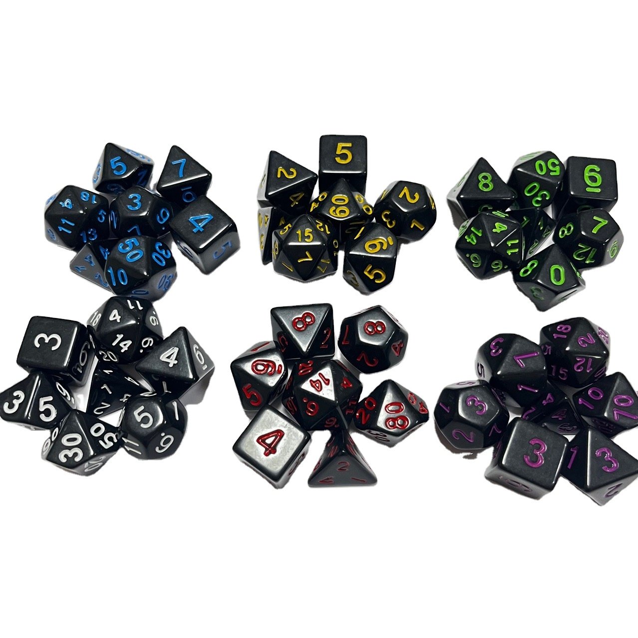 DND d&d game solid colors custom 7pcs per set high quality polyhedral colored plastic dice wholesale dice sets