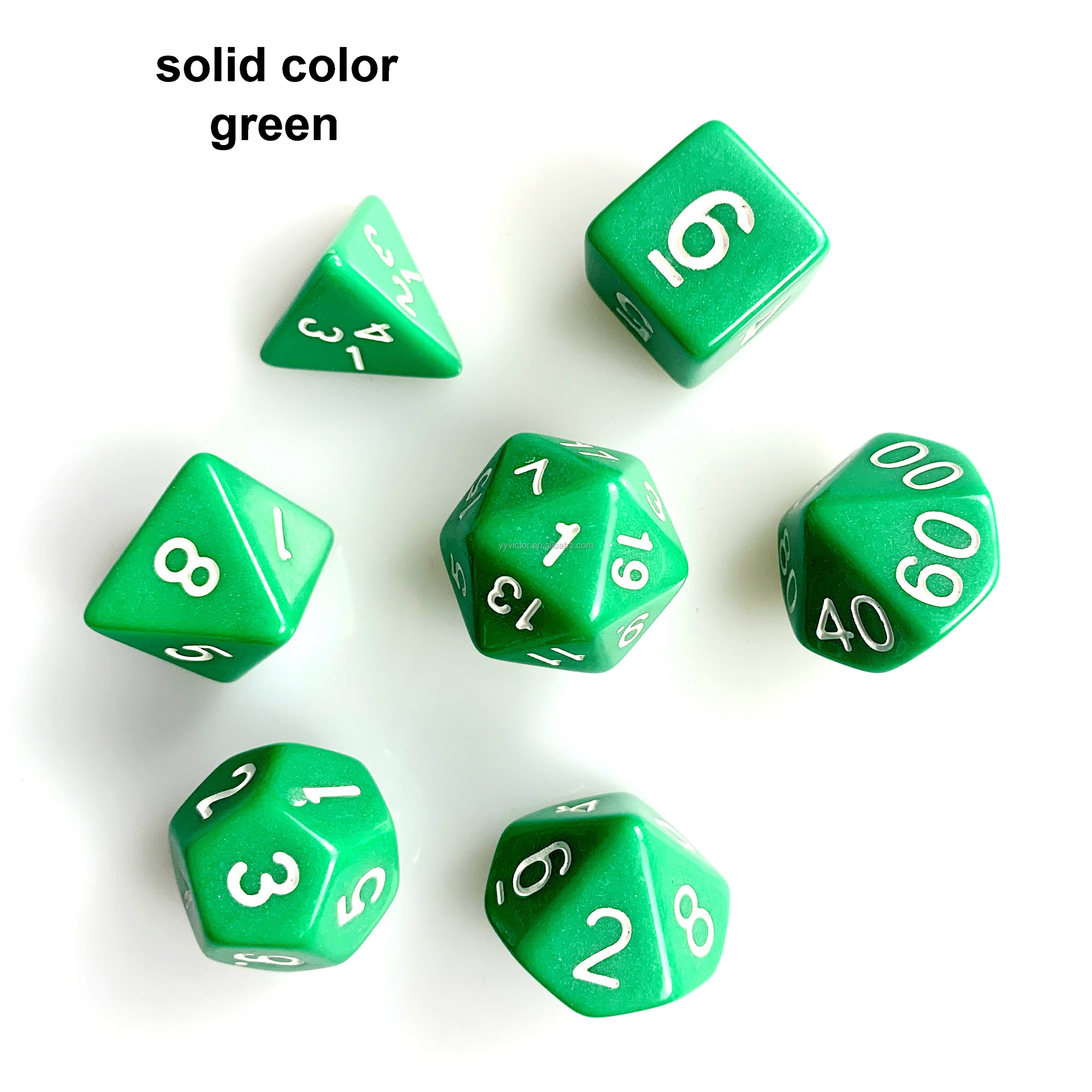DND d&d game solid colors custom 7pcs per set high quality polyhedral colored plastic dice wholesale dice sets