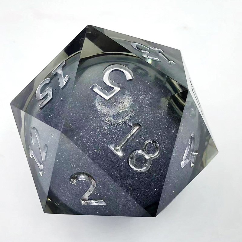 Handmade D20 Liquid Resin Dice 55mm Polyhedral Metal Dnd Customized Dice With Metal Box Packing