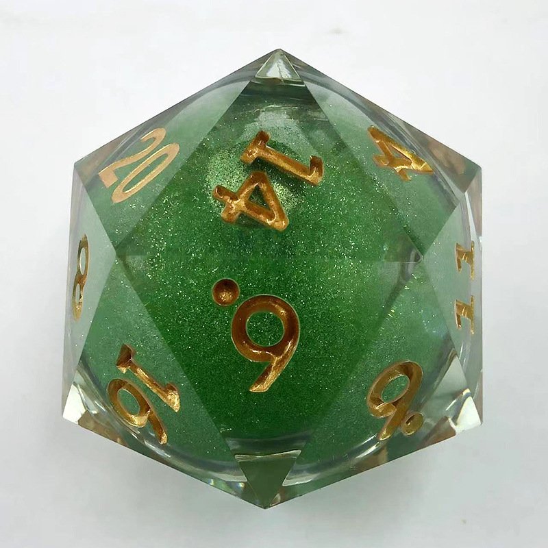 Handmade D20 Liquid Resin Dice 55mm Polyhedral Metal Dnd Customized Dice With Metal Box Packing