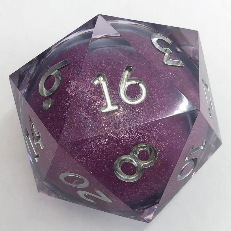 Handmade D20 Liquid Resin Dice 55mm Polyhedral Metal Dnd Customized Dice With Metal Box Packing