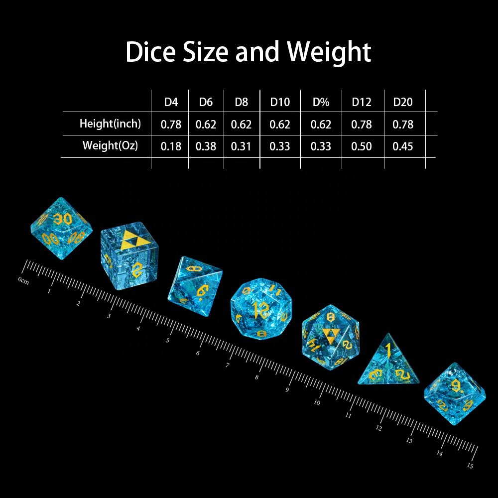 Ocean Blue D&D DND Natural Gemstone Dice Set Handmade Stone Crystal Polyhedral Dice Set For Table Games