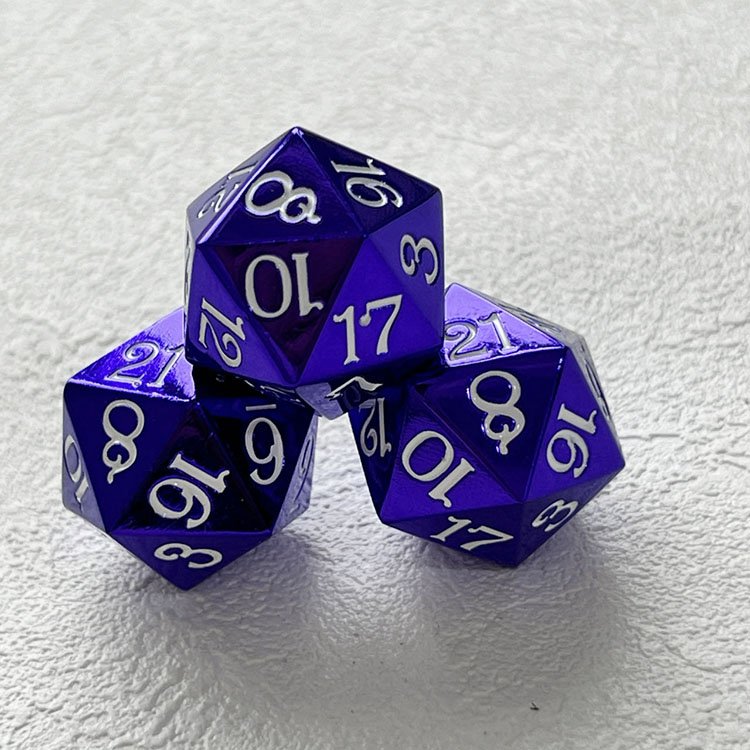 Factory wholesale zinc alloy 20 side dice Custom font d20 solid metal dice