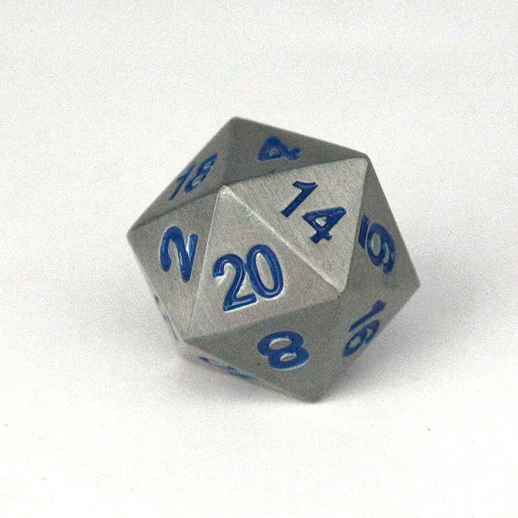 Factory wholesale zinc alloy 20 side dice Custom font d20 solid metal dice