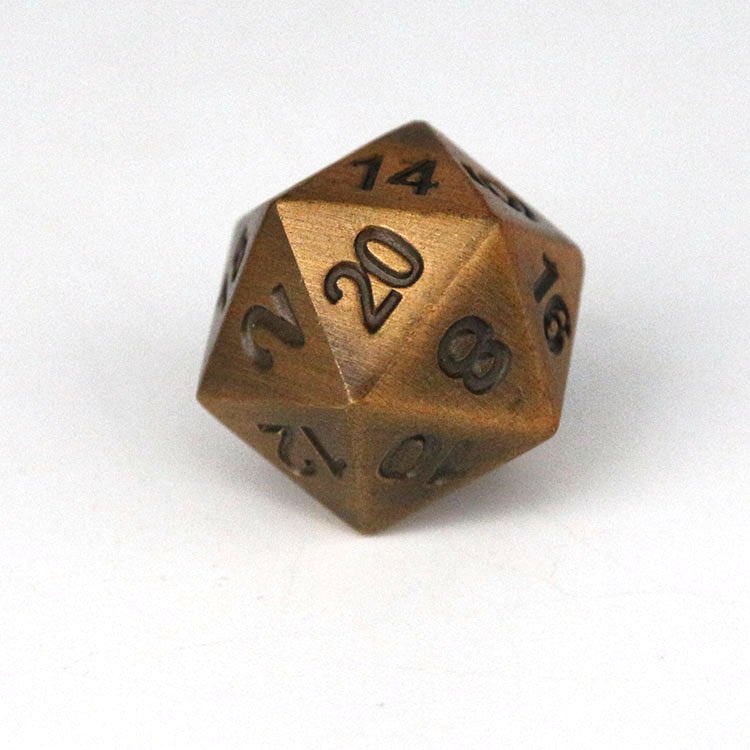 Factory wholesale zinc alloy 20 side dice Custom font d20 solid metal dice