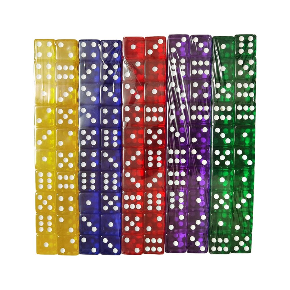 Transparent 16mm 6-Sided Game Dice Acrylic Board Game Colored Dice for BRGP Party Game Toys Accessories