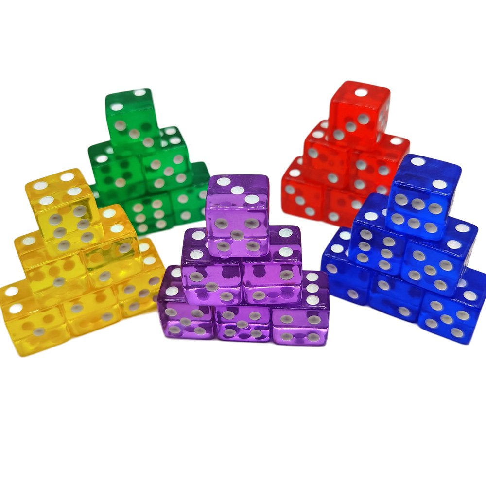 Transparent 16mm 6-Sided Game Dice Acrylic Board Game Colored Dice for BRGP Party Game Toys Accessories