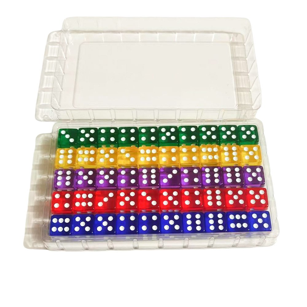 Transparent 16mm 6-Sided Game Dice Acrylic Board Game Colored Dice for BRGP Party Game Toys Accessories