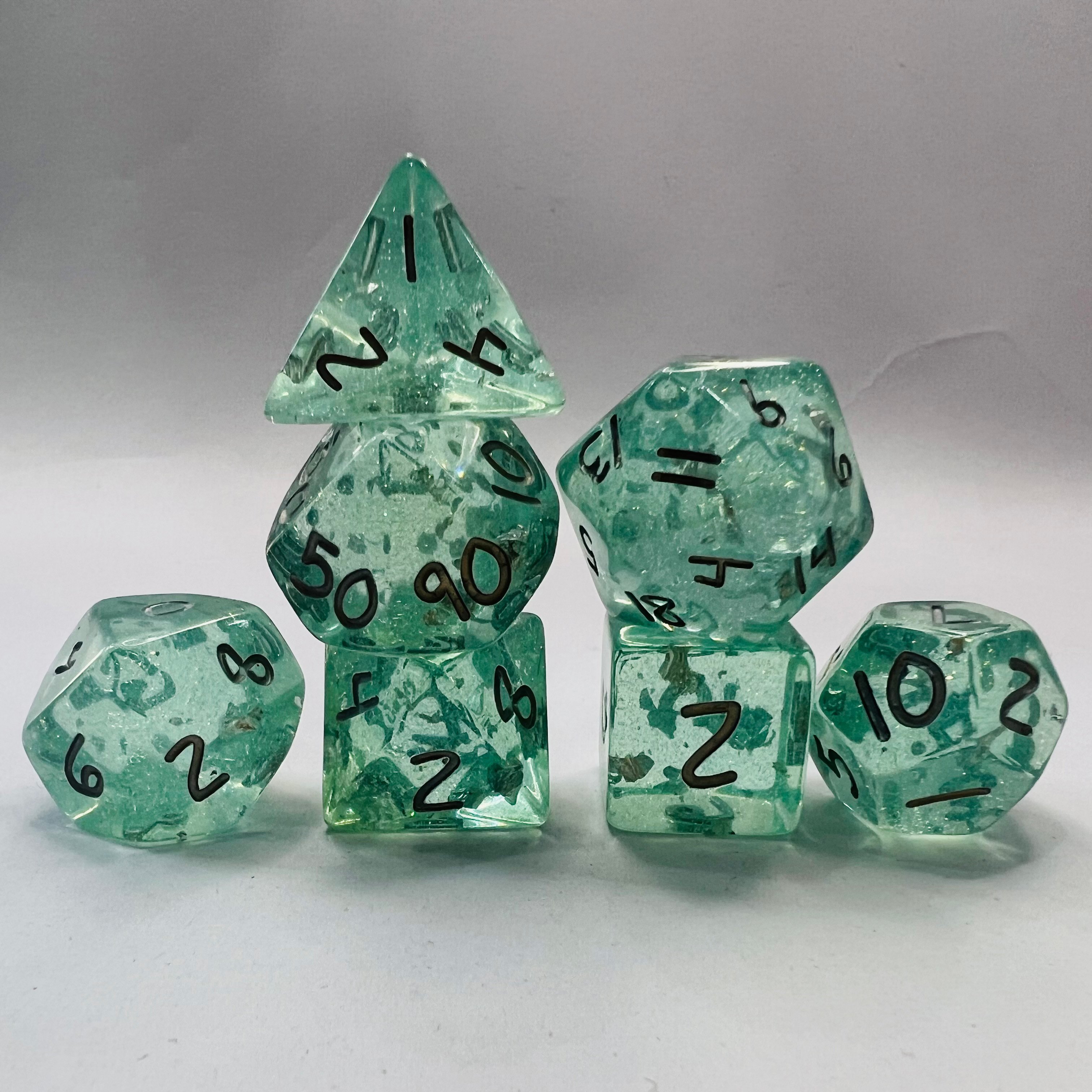 Customizable Blue Polyhedral Translucent Resin Dice Set For Board Game Rpg D&D Dungeons And Dragons