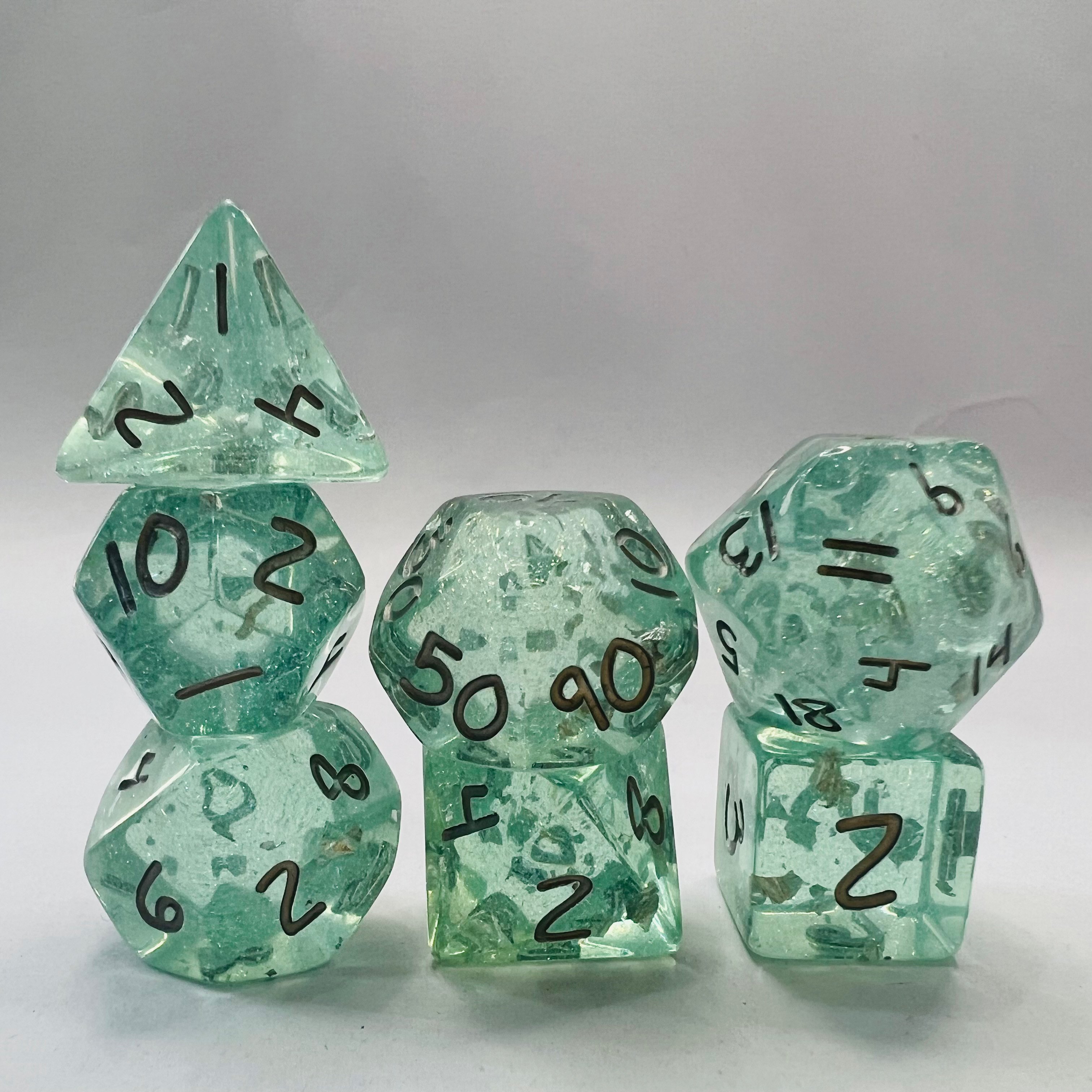 Customizable Blue Polyhedral Translucent Resin Dice Set For Board Game Rpg D&D Dungeons And Dragons