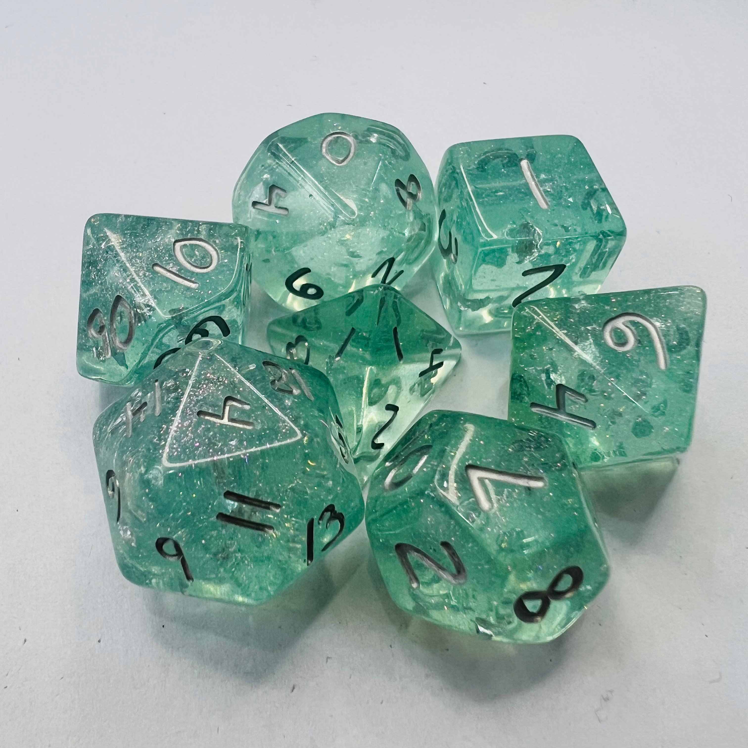 Customizable Blue Polyhedral Translucent Resin Dice Set For Board Game Rpg D&D Dungeons And Dragons