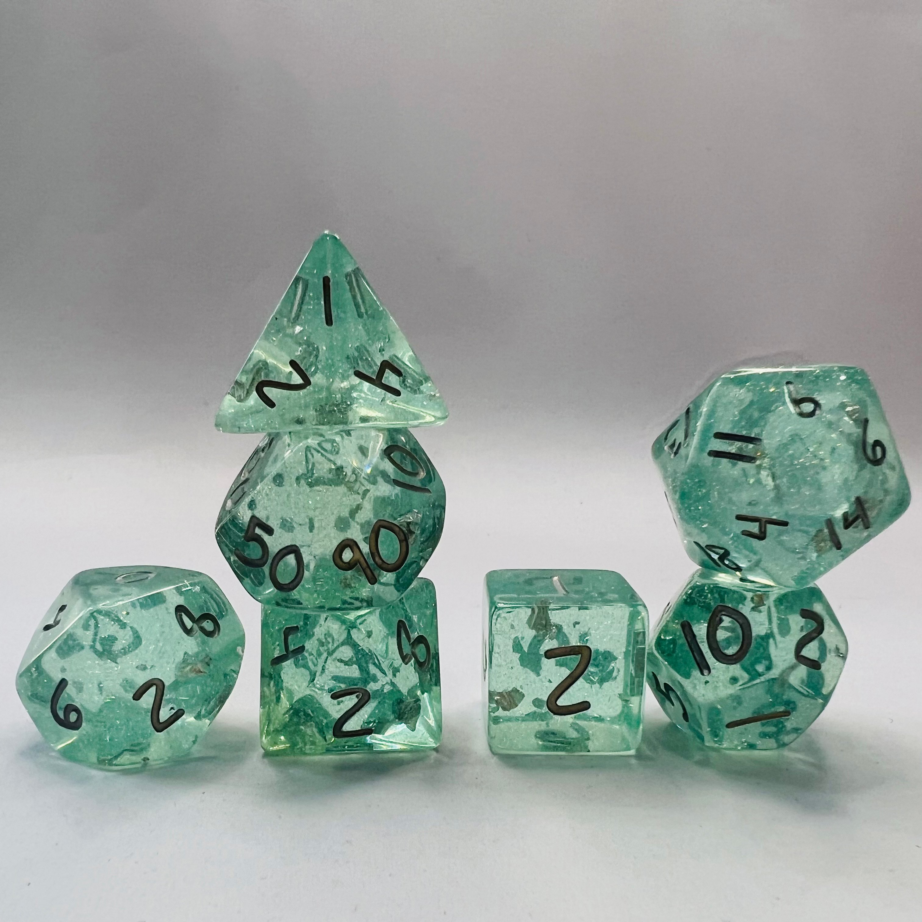 Customizable Blue Polyhedral Translucent Resin Dice Set For Board Game Rpg D&D Dungeons And Dragons