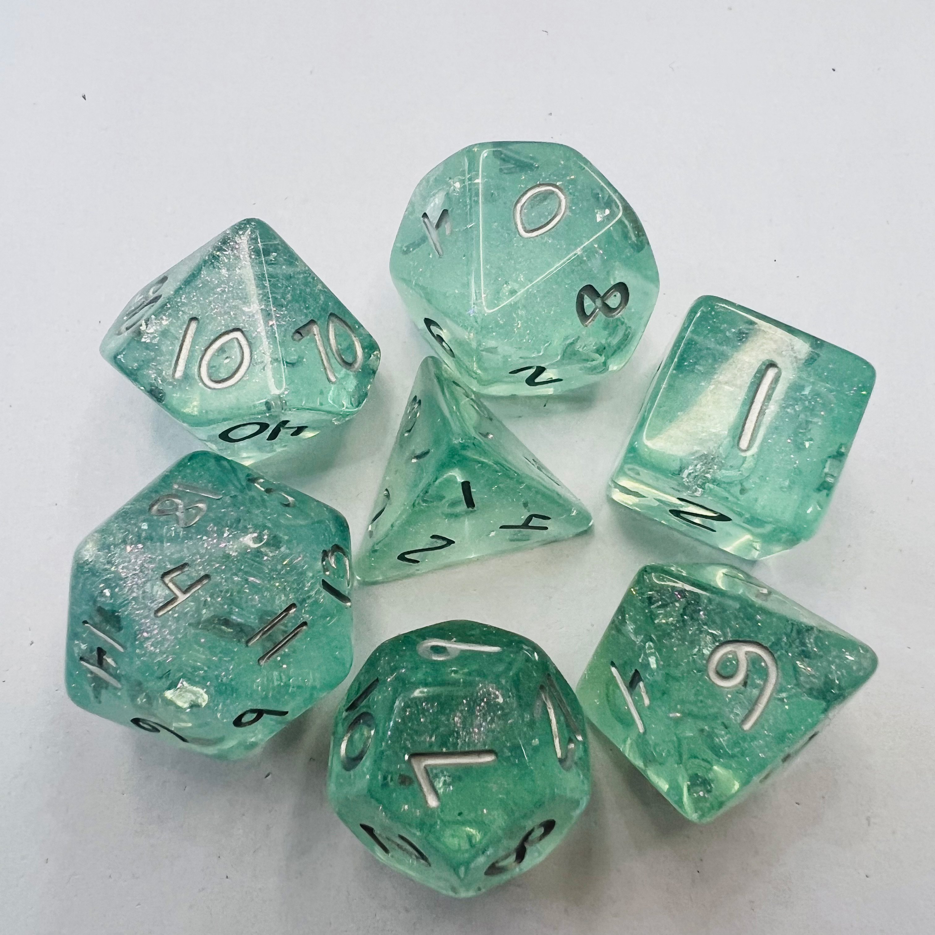 Customizable Blue Polyhedral Translucent Resin Dice Set For Board Game Rpg D&D Dungeons And Dragons