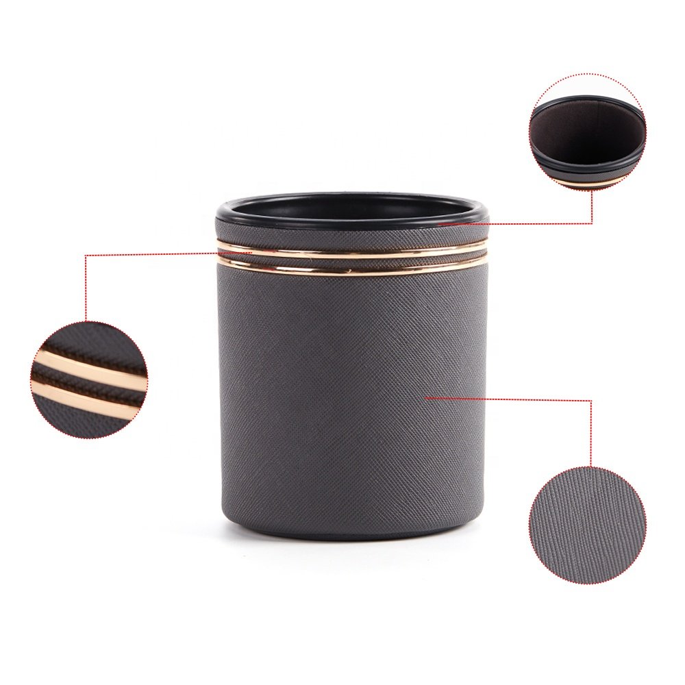 Custom Casino Pu Leather Plastic Dice Cup Shaker With Metal Ring For Gambling Games