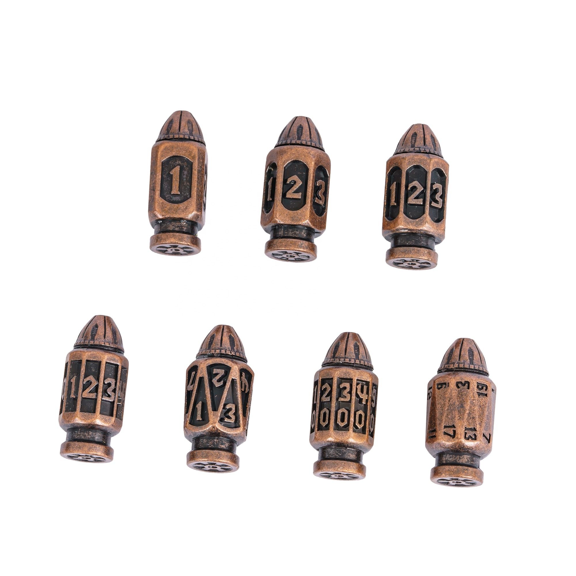 Udixi custom LOGO Barrel Plating metal dice dungeons and dragons dnd rpg bullet dice set Board Game Dice