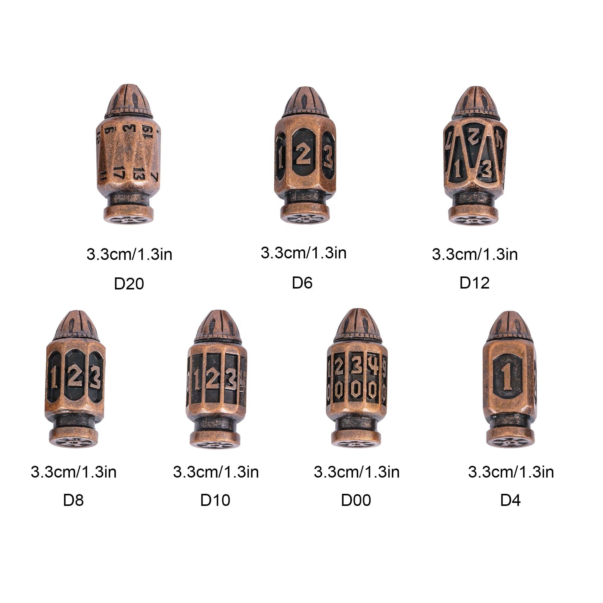 Udixi custom LOGO Barrel Plating metal dice dungeons and dragons dnd rpg bullet dice set Board Game Dice