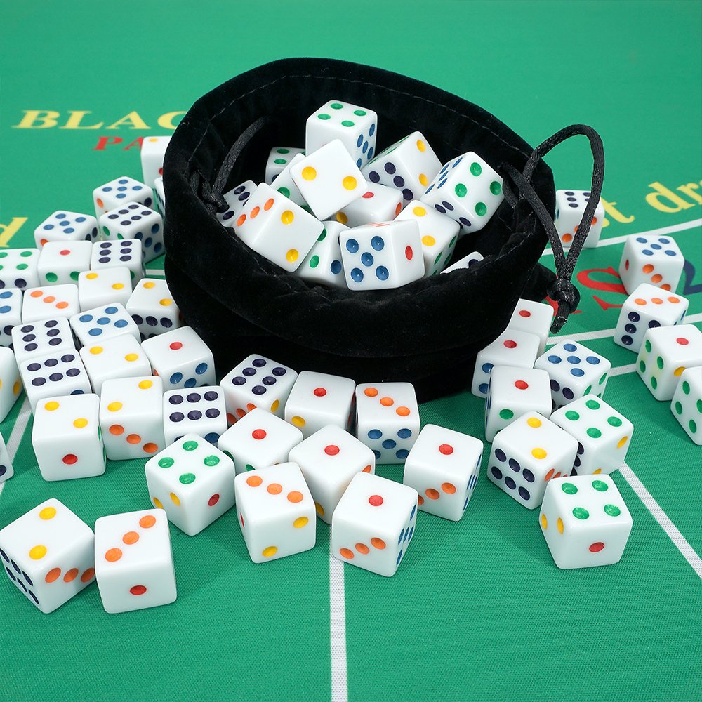 Wholesale 16mm regular white color dot dice bar ktv casino game accessories cheap acrylic dice