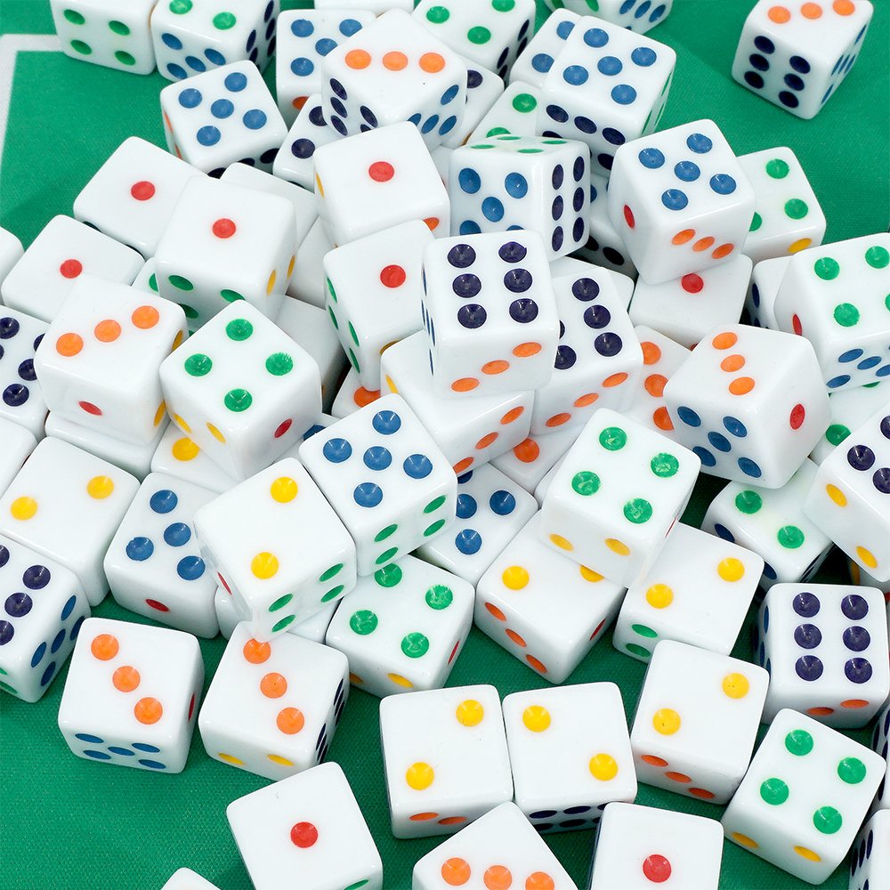 Wholesale 16mm regular white color dot dice bar ktv casino game accessories cheap acrylic dice