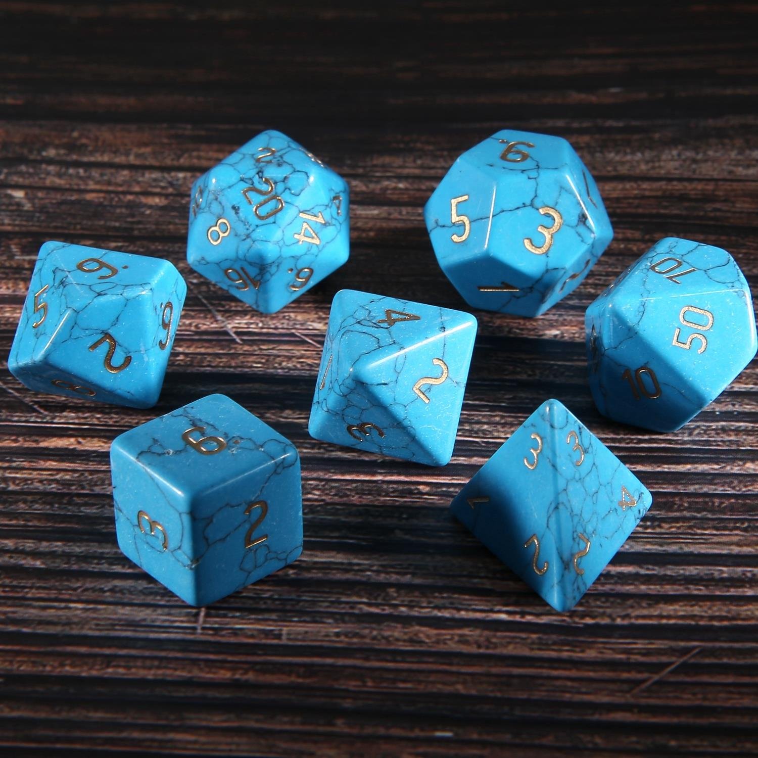 Factory Custom Polyhedral Blue Stone Dice Personalized Handmade green Turquoise Dice For DND Game white howlite Dice Sets