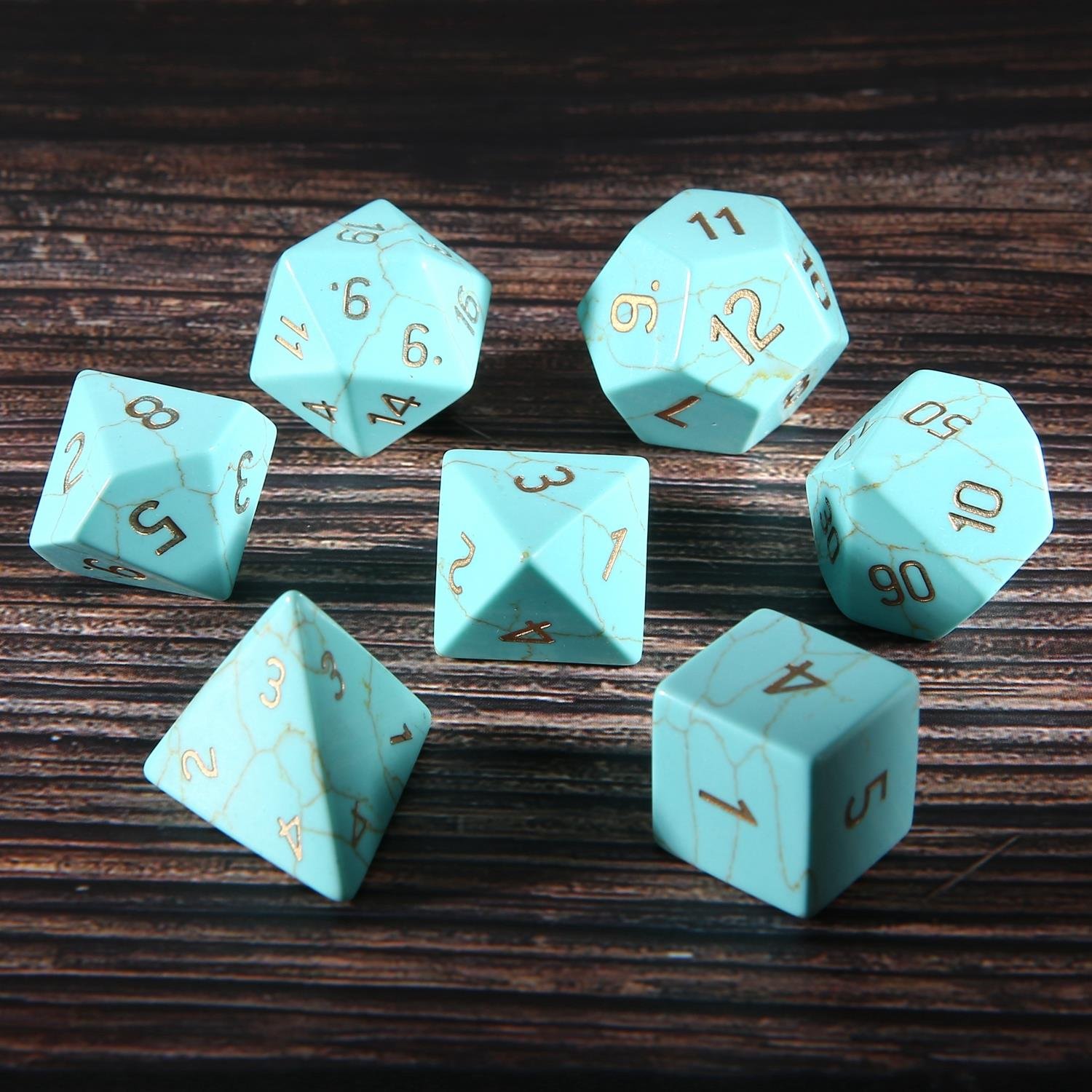 Factory Custom Polyhedral Blue Stone Dice Personalized Handmade green Turquoise Dice For DND Game white howlite Dice Sets