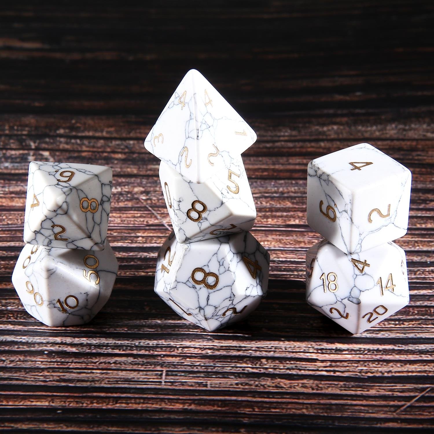 Factory Custom Polyhedral Blue Stone Dice Personalized Handmade green Turquoise Dice For DND Game white howlite Dice Sets