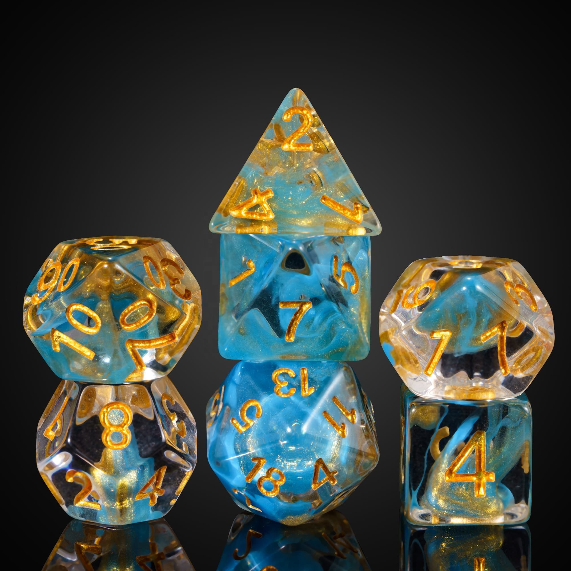 Udixi custom Two Color Swirl Glitter Translucent Dice Dungeons and Dragons DND role-playing game RPG board game resin Dice Set