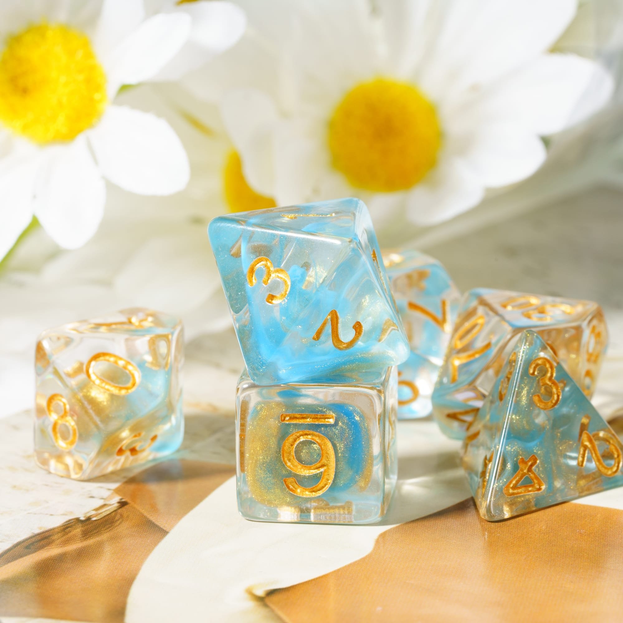 Udixi custom Two Color Swirl Glitter Translucent Dice Dungeons and Dragons DND role-playing game RPG board game resin Dice Set