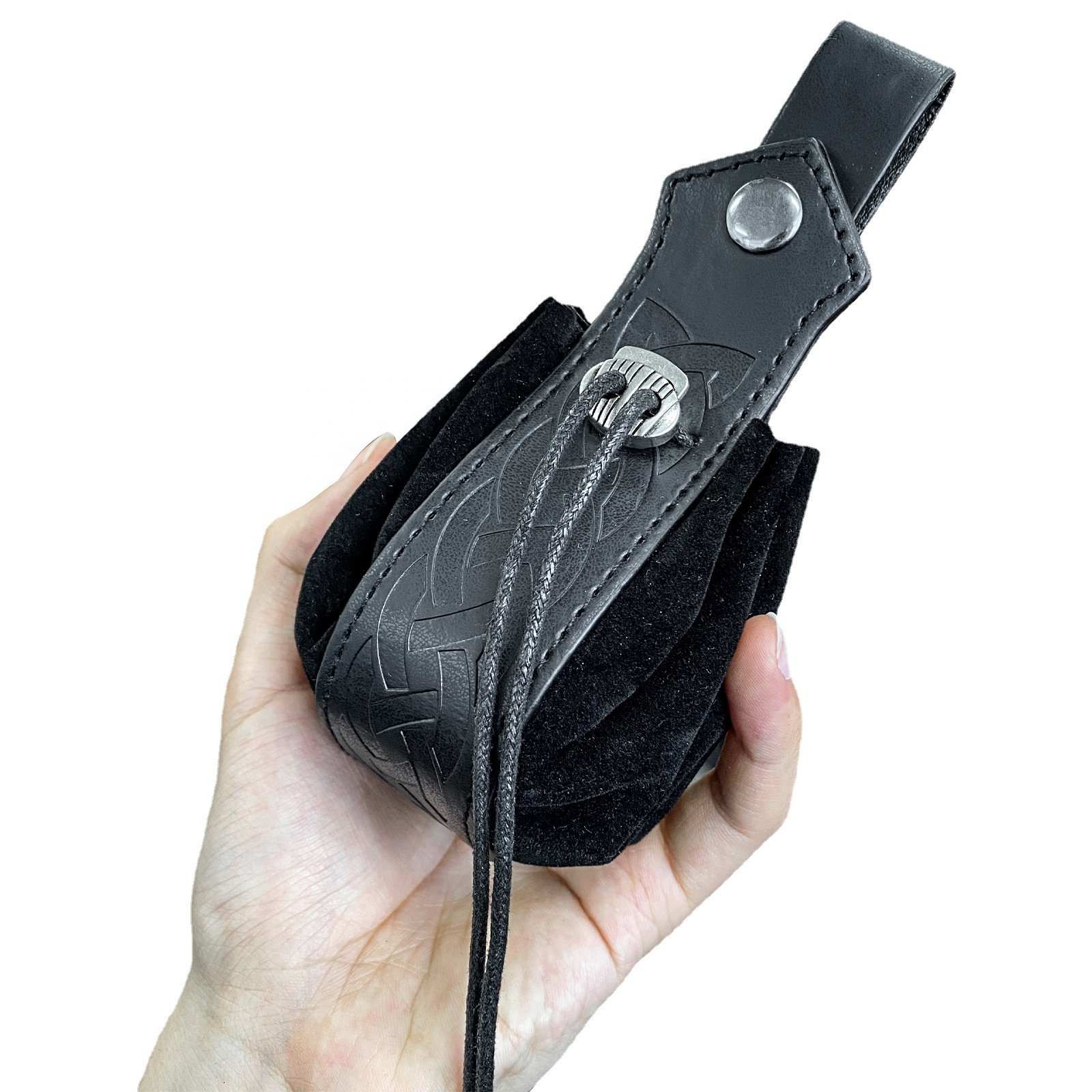 Custom DnD Dice Storage Pouch Drawstring PU Leather Waist Belt Holder Tabletop Gaming Accessories Dice Bag