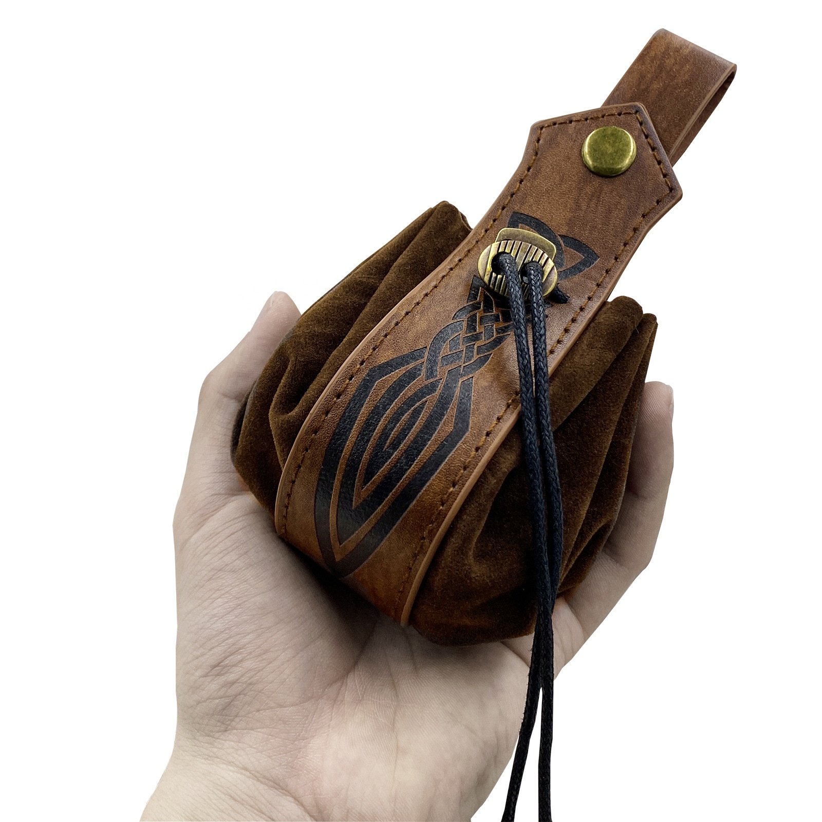Custom DnD Dice Storage Pouch Drawstring PU Leather Waist Belt Holder Tabletop Gaming Accessories Dice Bag