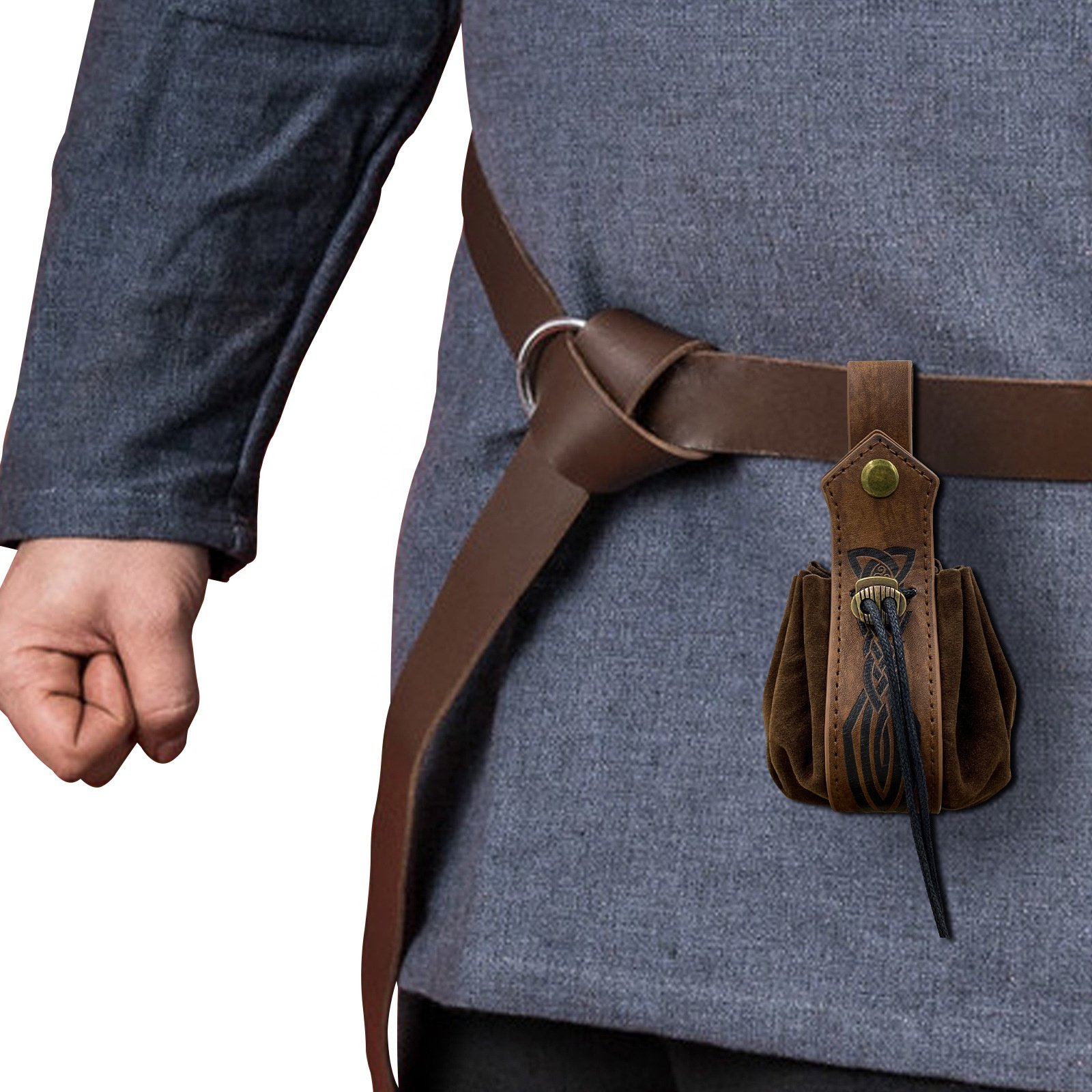 Custom DnD Dice Storage Pouch Drawstring PU Leather Waist Belt Holder Tabletop Gaming Accessories Dice Bag