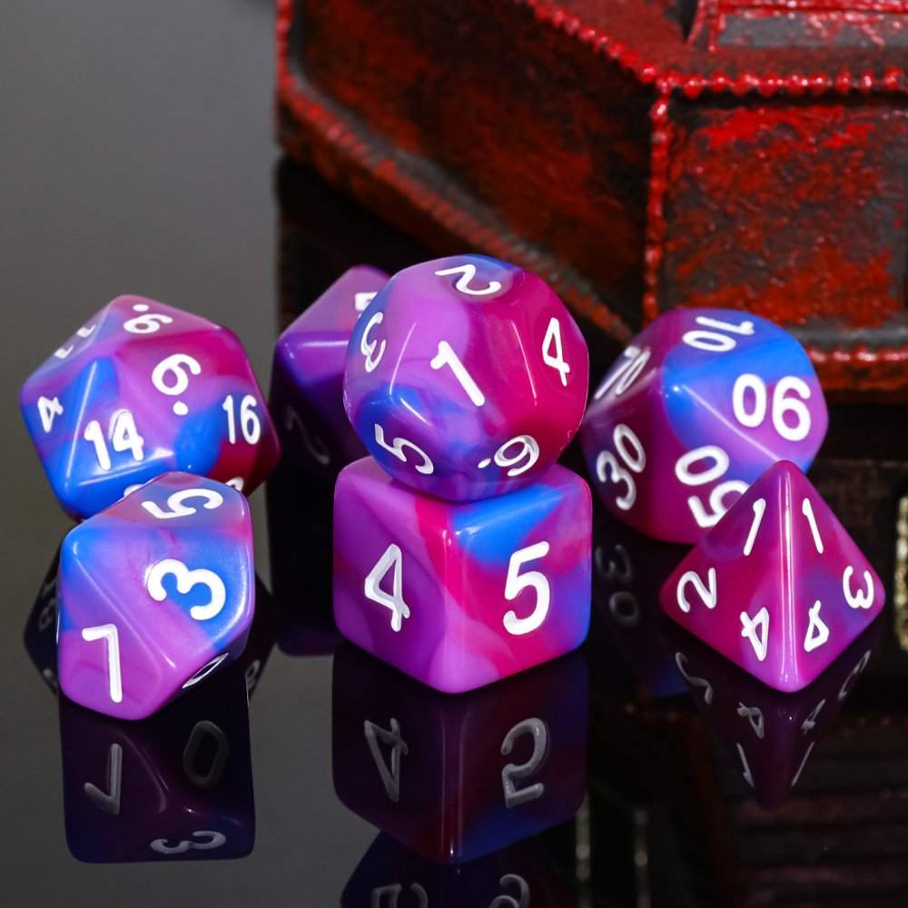 High Quality Custom Two-Tone Gemini Polyhedral Dice Set 16mm Plastic Resin Dice Cup for DND and Board Games