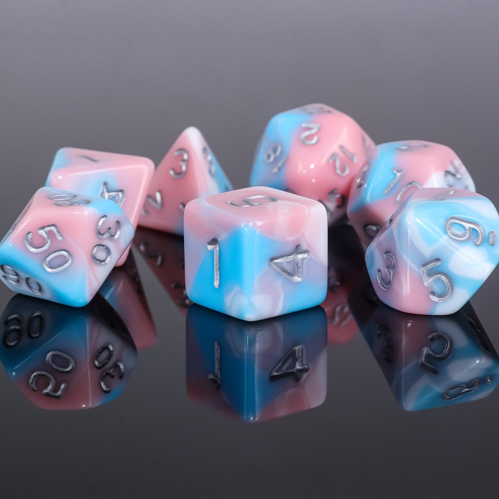 High Quality Custom Two-Tone Gemini Polyhedral Dice Set 16mm Plastic Resin Dice Cup for DND and Board Games