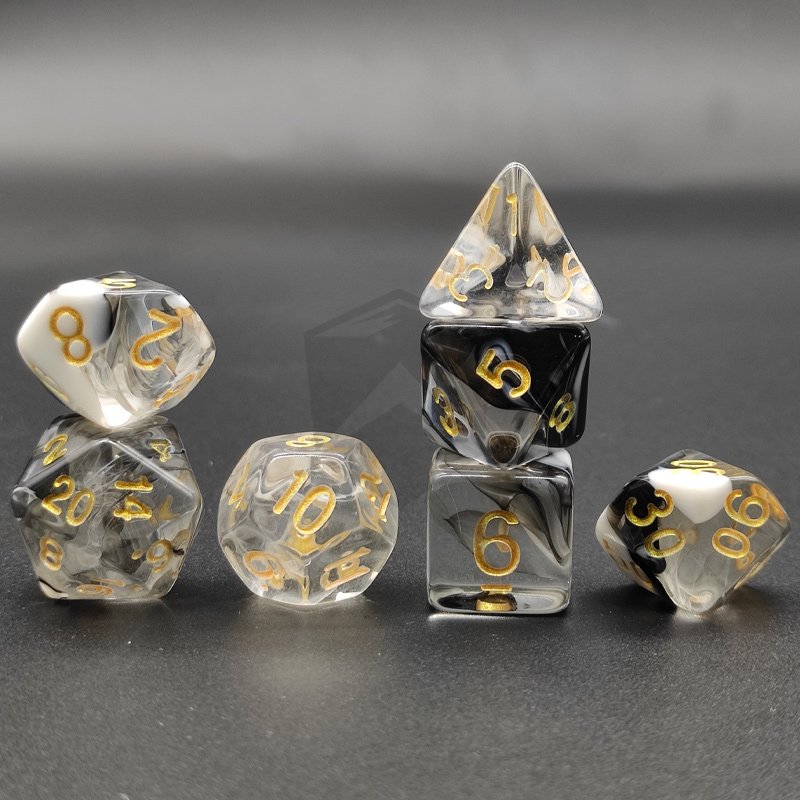 Customized Acrylic Transparent Double Colors Dnd Dice Set Polyhedral Dungeons and Dragons Dice For Board Game