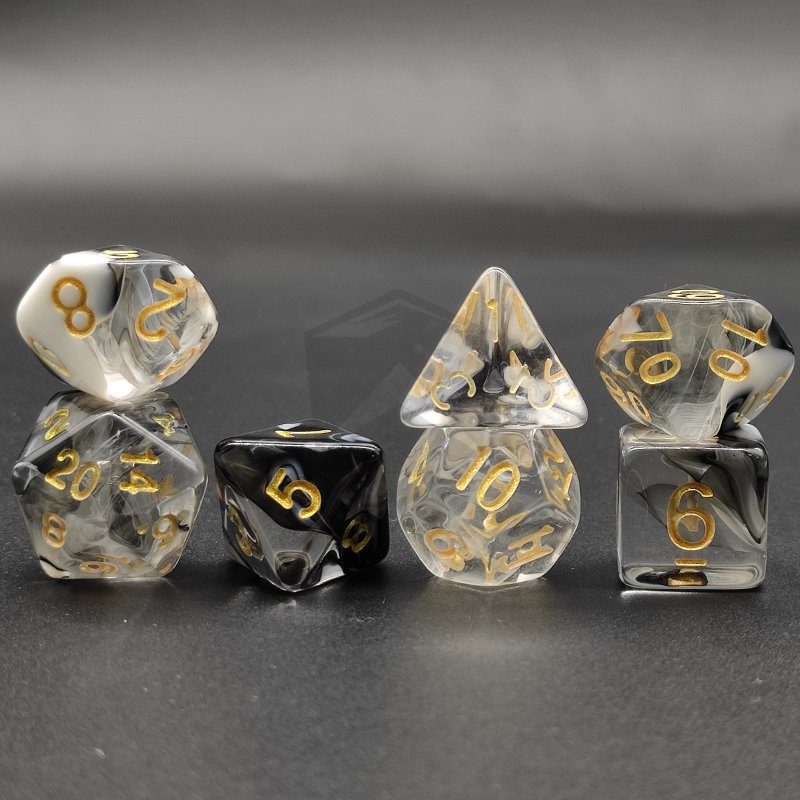 Customized Acrylic Transparent Double Colors Dnd Dice Set Polyhedral Dungeons and Dragons Dice For Board Game