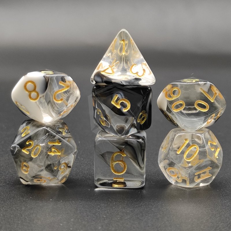 Customized Acrylic Transparent Double Colors Dnd Dice Set Polyhedral Dungeons and Dragons Dice For Board Game