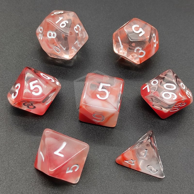 Customized Acrylic Transparent Double Colors Dnd Dice Set Polyhedral Dungeons and Dragons Dice For Board Game