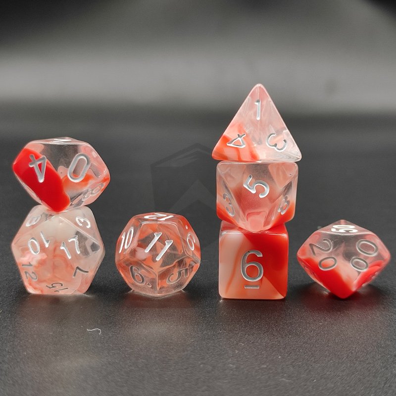 Customized Acrylic Transparent Double Colors Dnd Dice Set Polyhedral Dungeons and Dragons Dice For Board Game