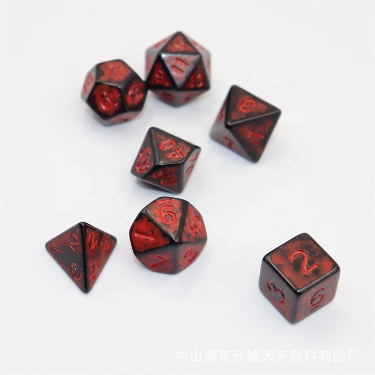 Best Selling Vintage Style Polyhedral DND Dice Set Black Red Acrylic Dice