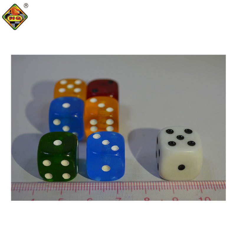 Factory 14mm 6-sided Transparent Colorful Acrylic Gambling Casino Dot Game Dice