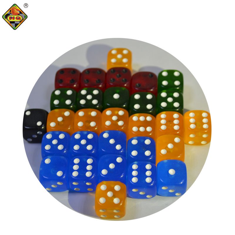 Factory 14mm 6-sided Transparent Colorful Acrylic Gambling Casino Dot Game Dice