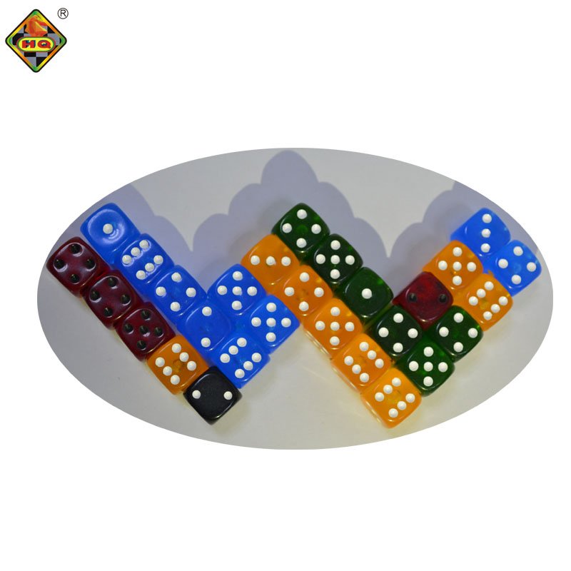 Factory 14mm 6-sided Transparent Colorful Acrylic Gambling Casino Dot Game Dice