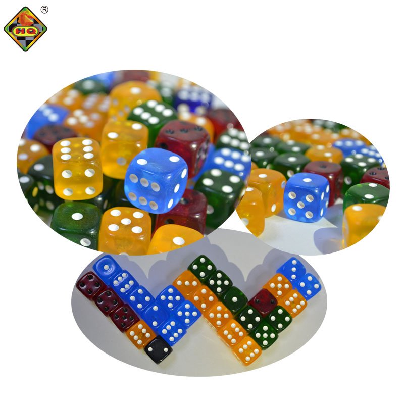Factory 14mm 6-sided Transparent Colorful Acrylic Gambling Casino Dot Game Dice